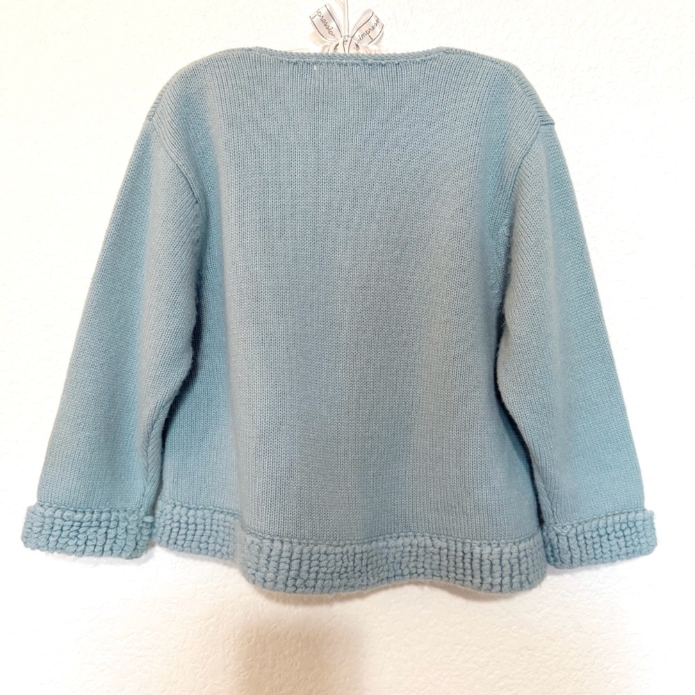 Vintage Jacadi NWOT Girls Wool Blend Blue Cardigan size 18-24 months Embroidered - Picture 6 of 14